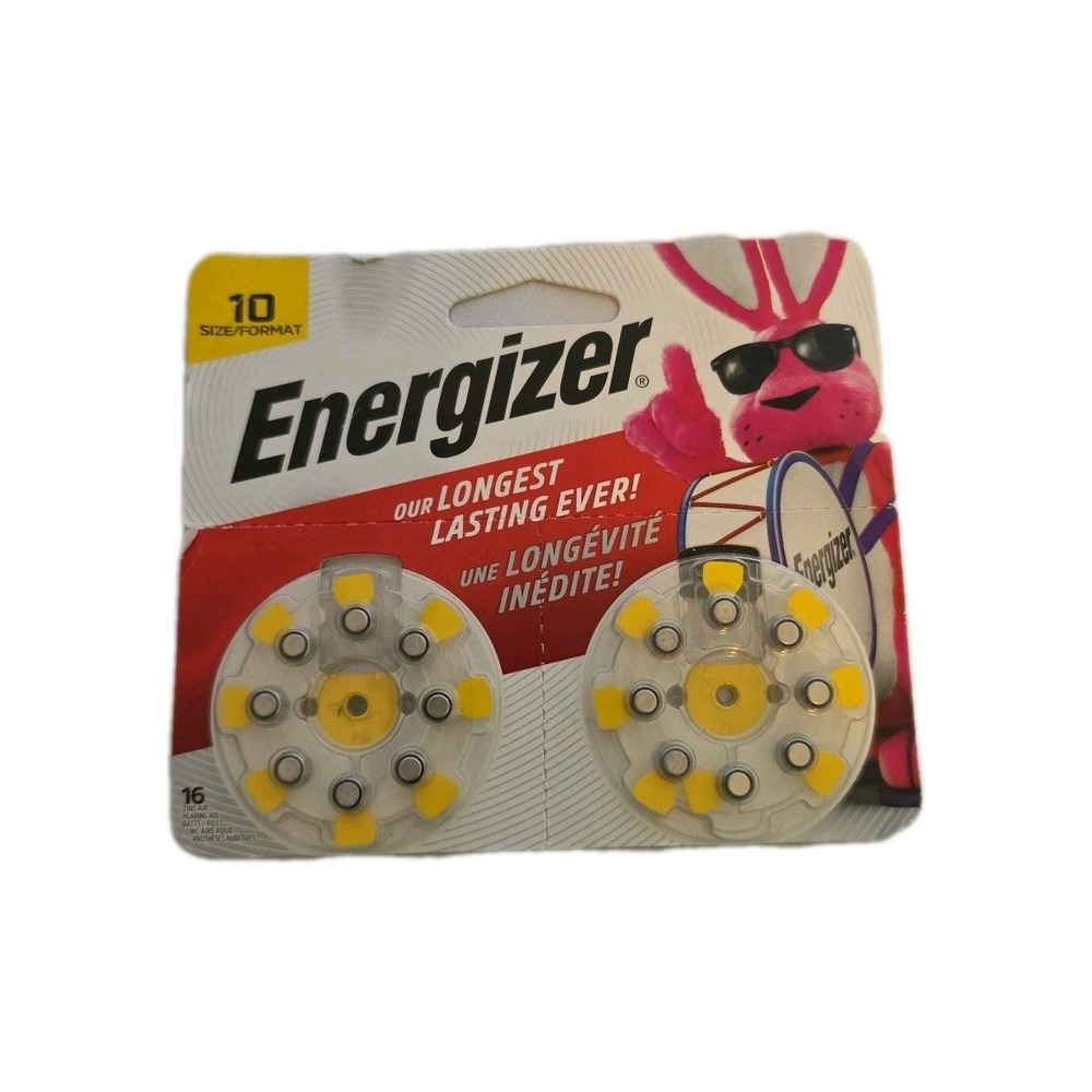 Energizer Hearing Aid Batteries Size 10, Yellow Tab,‎ 16 Pack